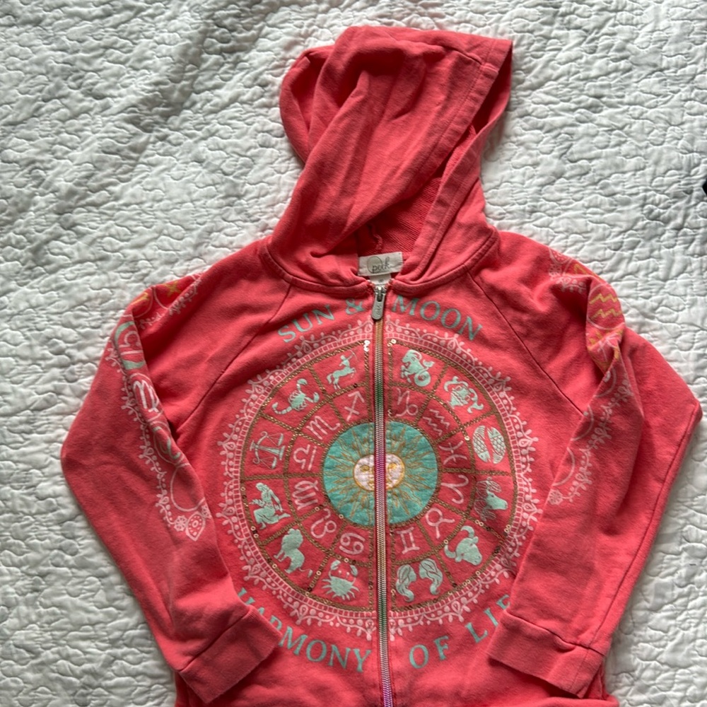Cute zipper sweater. Girls size 8. Couple defects. See pics